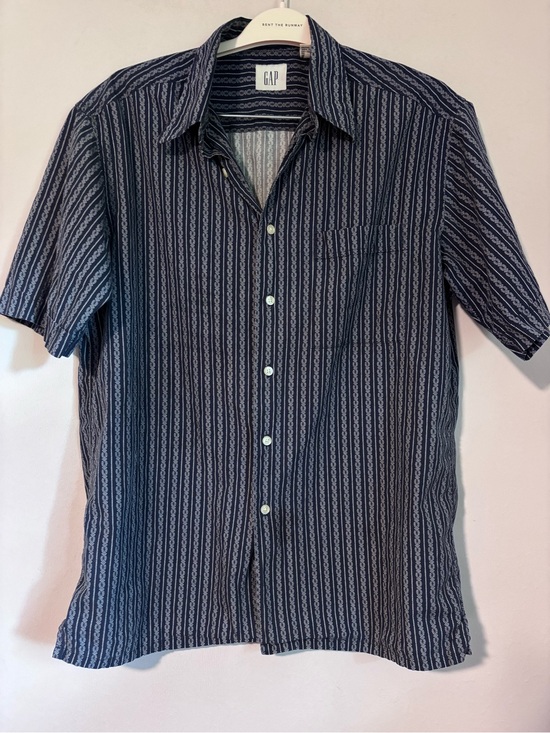 GAP Other - GAP - Men's Navy Striped Short-Sleeve Button-Down Shirt - size L